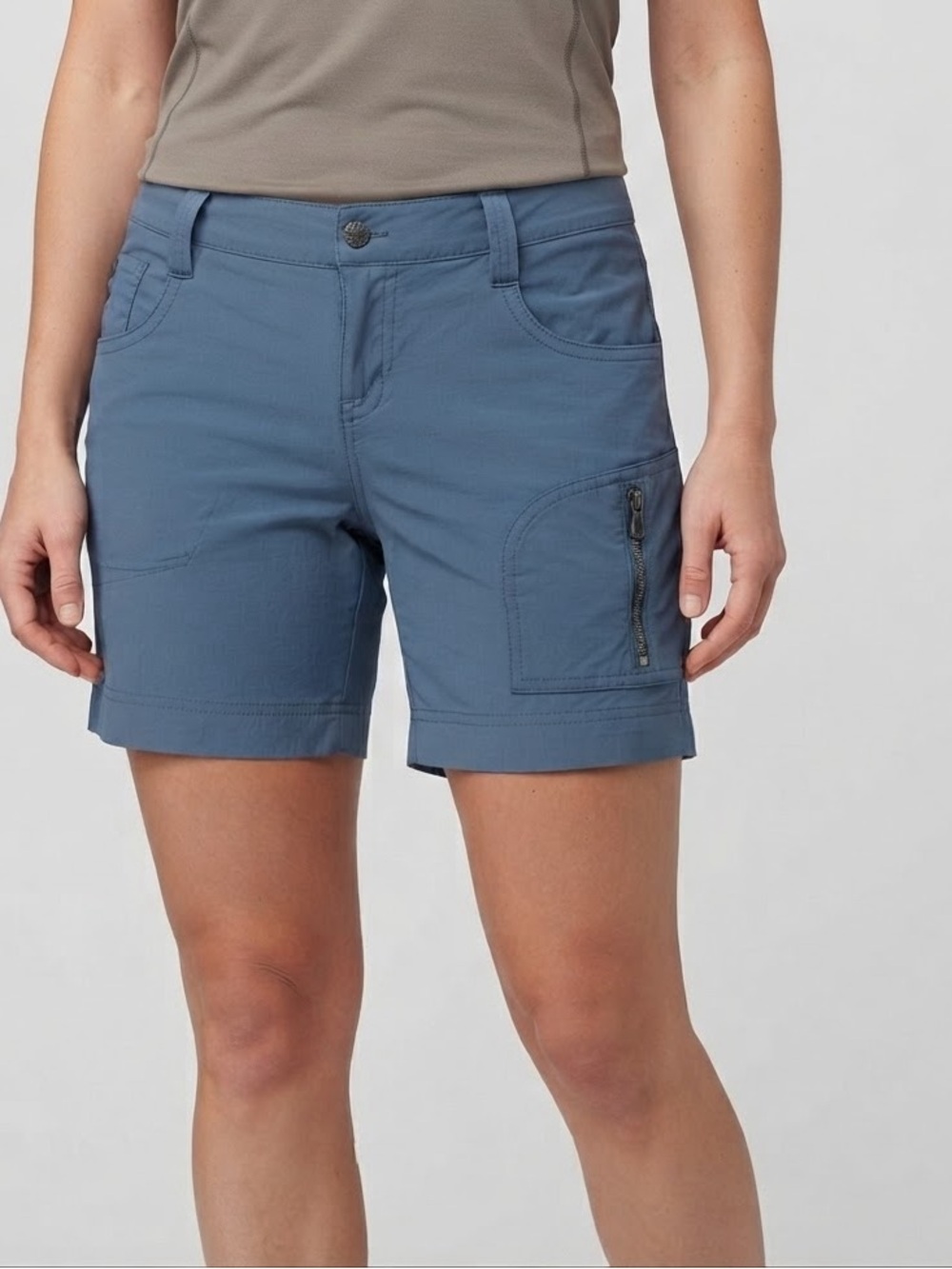 Prana Slate Blue Women's Utility Bermuda Shorts with Zip Pocket